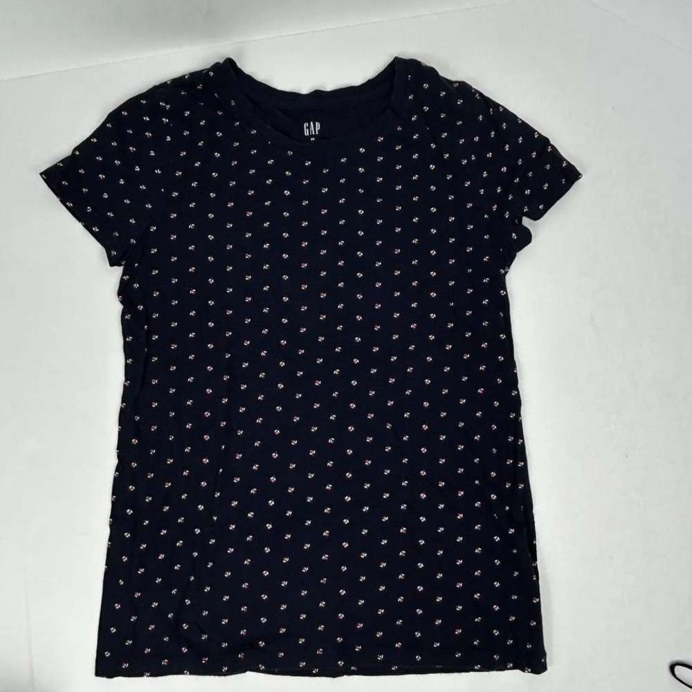 Gap Navy Blue Floral Print Crew neck T-shirt Sz XS